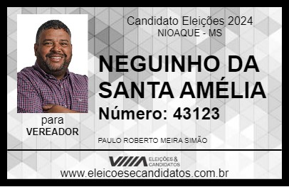 Candidato NEGUINHO DA SANTA AMÉLIA 2024 - NIOAQUE - Eleições