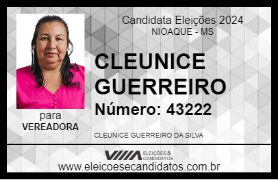 Candidato CLEUNICE GUERREIRO 2024 - NIOAQUE - Eleições