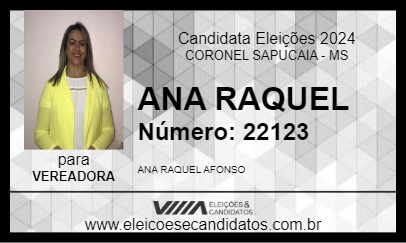 Candidato ANA RAQUEL 2024 - CORONEL SAPUCAIA - Eleições