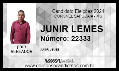 Candidato JUNIR LEMES 2024 - CORONEL SAPUCAIA - Eleições