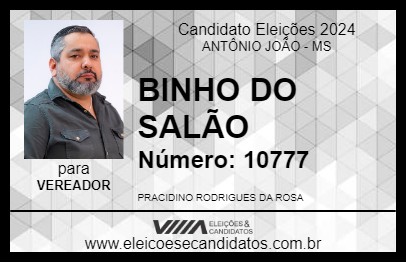 Candidato BINHO DO SALÃO 2024 - ANTÔNIO JOÃO - Eleições