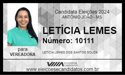 Candidato LETÍCIA LEMES 2024 - ANTÔNIO JOÃO - Eleições