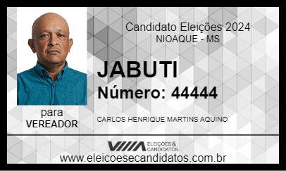 Candidato JABUTI 2024 - NIOAQUE - Eleições