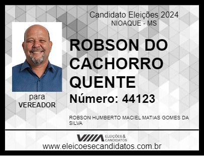 Candidato ROBSON DO CACHORRO QUENTE 2024 - NIOAQUE - Eleições