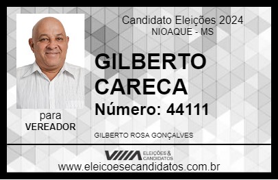 Candidato GILBERTO CARECA 2024 - NIOAQUE - Eleições