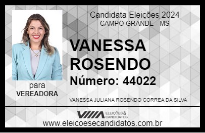 Candidato VANESSA ROSENDO 2024 - CAMPO GRANDE - Eleições