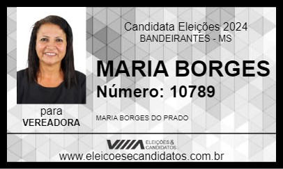 Candidato MARIA BORGES 2024 - BANDEIRANTES - Eleições