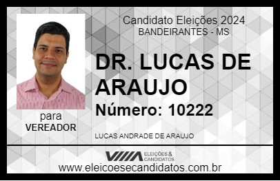 Candidato DR. LUCAS DE ARAUJO 2024 - BANDEIRANTES - Eleições