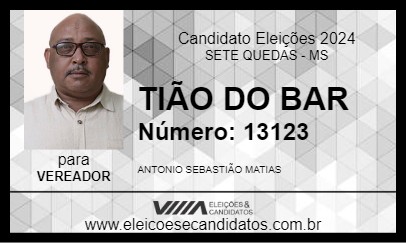 Candidato TIÃO DO BAR 2024 - SETE QUEDAS - Eleições