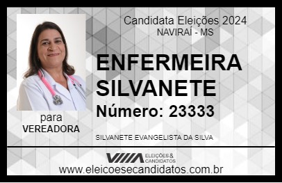 Candidato ENFERMEIRA SILVANETE 2024 - NAVIRAÍ - Eleições