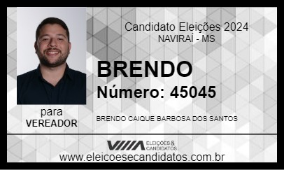 Candidato BRENDO 2024 - NAVIRAÍ - Eleições