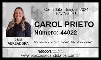 Candidato CAROL PRIETO 2024 - NAVIRAÍ - Eleições