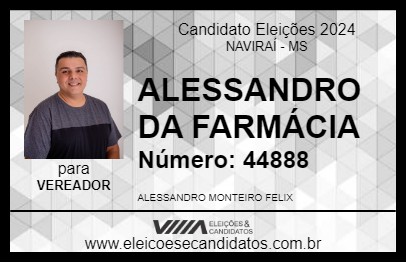 Candidato ALESSANDRO DA FARMÁCIA 2024 - NAVIRAÍ - Eleições