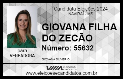 Candidato GIOVANA FILHA DO ZECÃO 2024 - NAVIRAÍ - Eleições