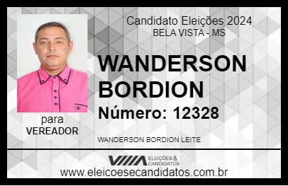 Candidato WANDERSON BORDION 2024 - BELA VISTA - Eleições