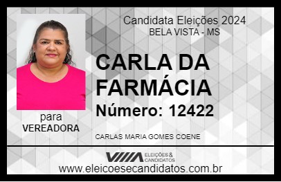 Candidato CARLAS DA FARMÁCIA 2024 - BELA VISTA - Eleições