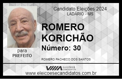 Candidato ROMERO KORICHÃO 2024 - LADÁRIO - Eleições