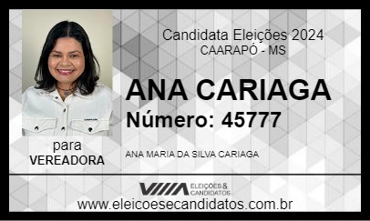 Candidato ANA CARIAGA 2024 - CAARAPÓ - Eleições