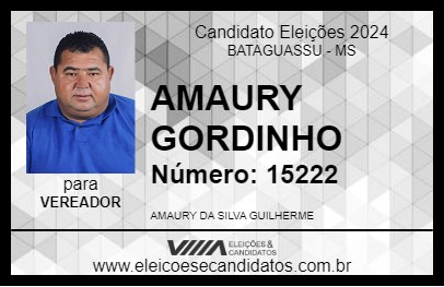 Candidato AMAURY GORDINHO 2024 - BATAGUASSU - Eleições