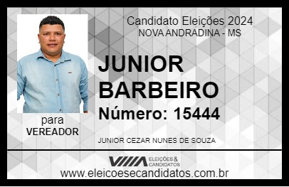 Candidato JUNIOR BARBEIRO 2024 - NOVA ANDRADINA - Eleições