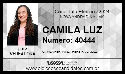 Candidato CAMILA LUZ 2024 - NOVA ANDRADINA - Eleições