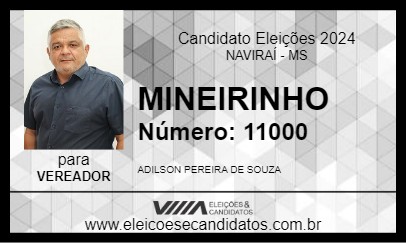 Candidato MINEIRINHO 2024 - NAVIRAÍ - Eleições