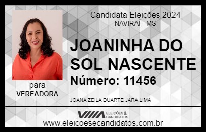 Candidato JOANINHA DO SOL NASCENTE 2024 - NAVIRAÍ - Eleições