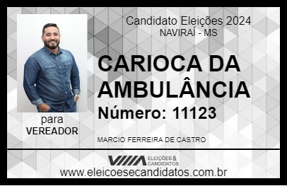 Candidato CARIOCA DA AMBULÂNCIA 2024 - NAVIRAÍ - Eleições