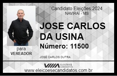 Candidato JOSE CARLOS DA USINA 2024 - NAVIRAÍ - Eleições