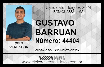 Candidato GUSTAVO BARRUAN 2024 - BATAGUASSU - Eleições