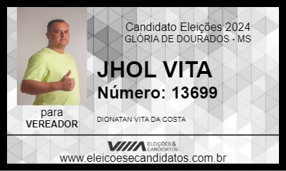 Candidato JHOL VITA 2024 - GLÓRIA DE DOURADOS - Eleições