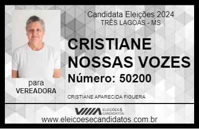 Candidato CRISTIANE NOSSAS VOZES 2024 - TRÊS LAGOAS - Eleições