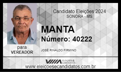 Candidato MANTA 2024 - SONORA - Eleições