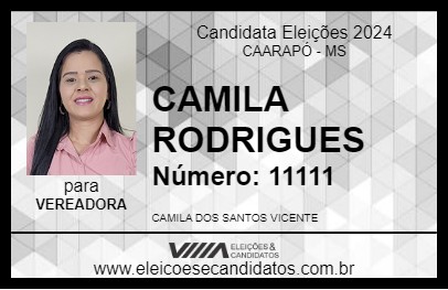 Candidato CAMILA RODRIGUES 2024 - CAARAPÓ - Eleições