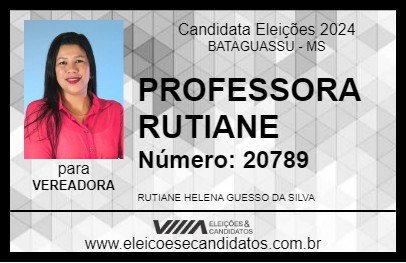 Candidato PROFESSORA RUTIANE 2024 - BATAGUASSU - Eleições