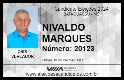 Candidato NIVALDO MARQUES 2024 - BATAGUASSU - Eleições