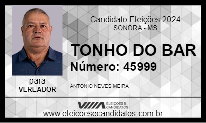 Candidato TONHO DO BAR 2024 - SONORA - Eleições