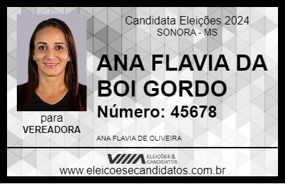 Candidato ANA FLAVIA DA BOI GORDO 2024 - SONORA - Eleições