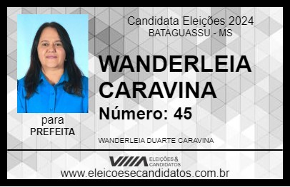 Candidato WANDERLEIA CARAVINA 2024 - BATAGUASSU - Eleições