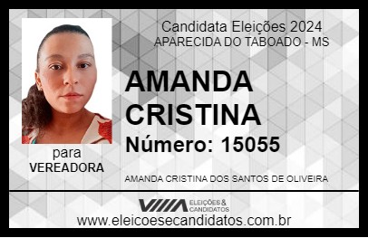 Candidato AMANDA CRISTINA 2024 - APARECIDA DO TABOADO - Eleições