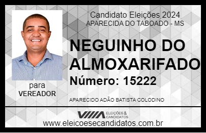 Candidato NEGUINHO DO ALMOXARIFADO 2024 - APARECIDA DO TABOADO - Eleições