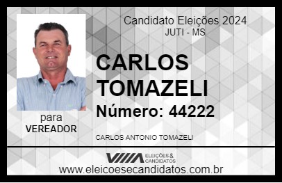 Candidato CARLOS TOMAZELI 2024 - JUTI - Eleições