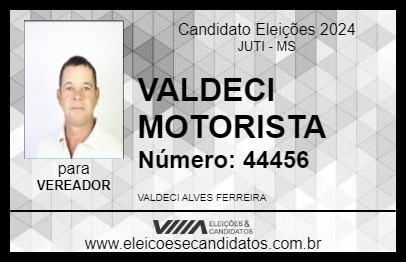 Candidato VALDECI MOTORISTA 2024 - JUTI - Eleições