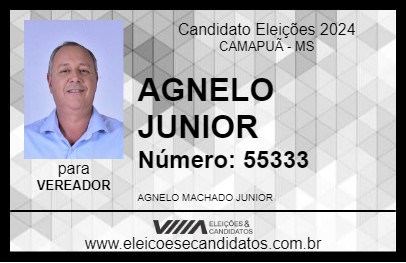 Candidato AGNELO JUNIOR 2024 - CAMAPUÃ - Eleições