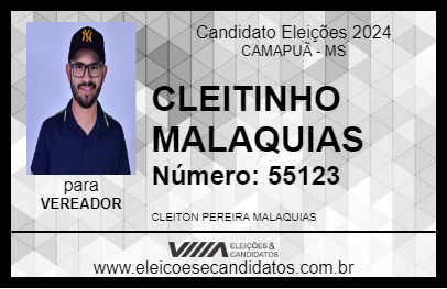 Candidato CLEITINHO MALAQUIAS 2024 - CAMAPUÃ - Eleições