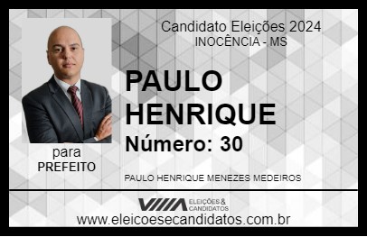 Candidato PAULO HENRIQUE 2024 - INOCÊNCIA - Eleições