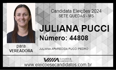 Candidato JULIANA PUCCI 2024 - SETE QUEDAS - Eleições