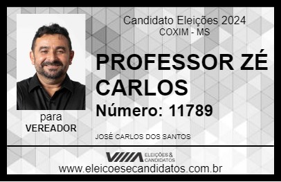 Candidato PROFESSOR ZÉ CARLOS 2024 - COXIM - Eleições