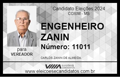 Candidato ENGENHEIRO ZANIN 2024 - COXIM - Eleições