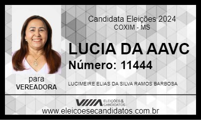 Candidato LUCIA DA AAVC 2024 - COXIM - Eleições